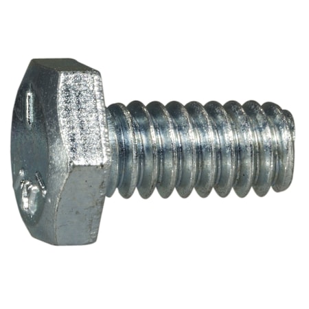 Grade 5, 1/4-20 Hex Head Cap Screw, Zinc Plated Steel, 1/2 In L, 100 PK